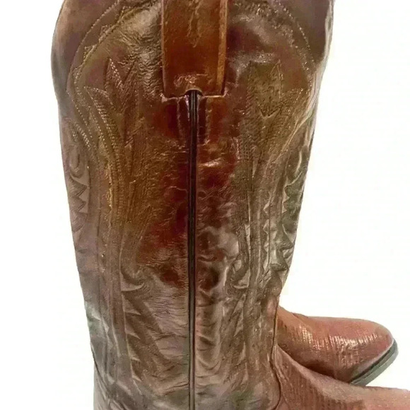 Dan Post Mens Brown Antique Tan Têju Lizard Skin Raleigh Cowboy Boots 8.5 D - Picture 10 of 16